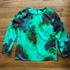 J.Crew Green Floral Blouse